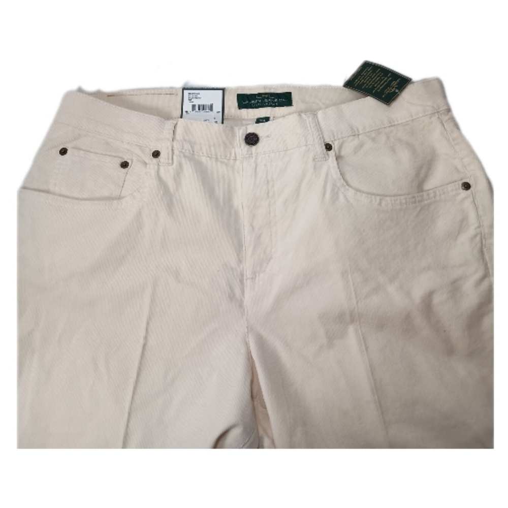 LRL Lauren Jeans Co. Cream Corduroy Pants –Size 14W Slimming Classic Straight - Picture 3 of 13